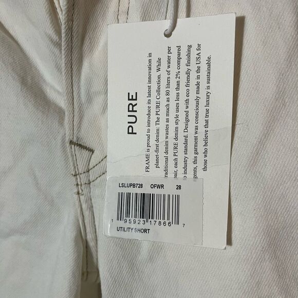 Nwt Frame Denim Le Slouch Off White Rips Bermuda Utility Shorts - Picture 4 of 6